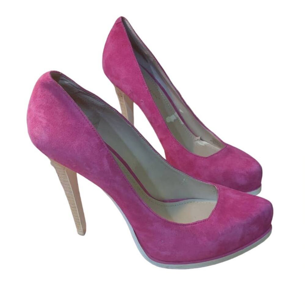 BCBG Pinkie Suede Leather Stiletto Heels Sz 10 Barbie